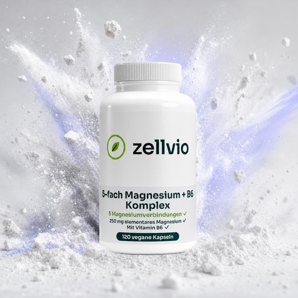 Zellvio Magnesium 5x Komplex + B6, 120 vegane Kapseln