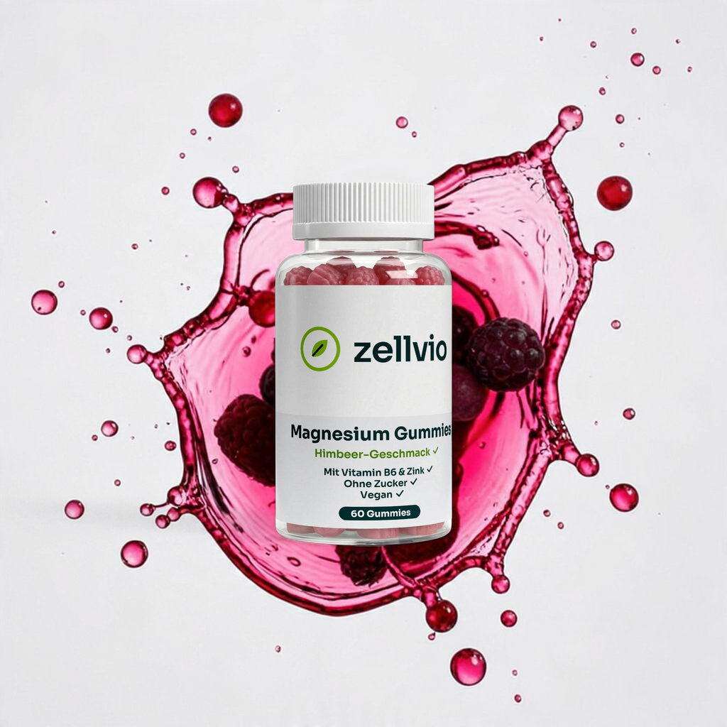 Zellvio Magnesium Gummies mit Zink und Vitamin B6 – 60 Stück, Himbeer-Geschmack